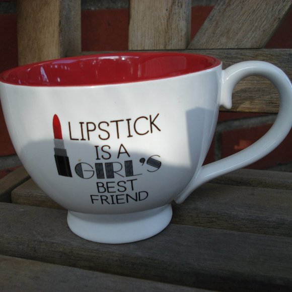 LIPSTICK IS A GIRL'S BEST FRIEND Cup = 10 Strawberry Street - Picture 1 of 5